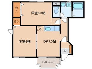 寺津本町 徒歩10分 1階の物件間取画像